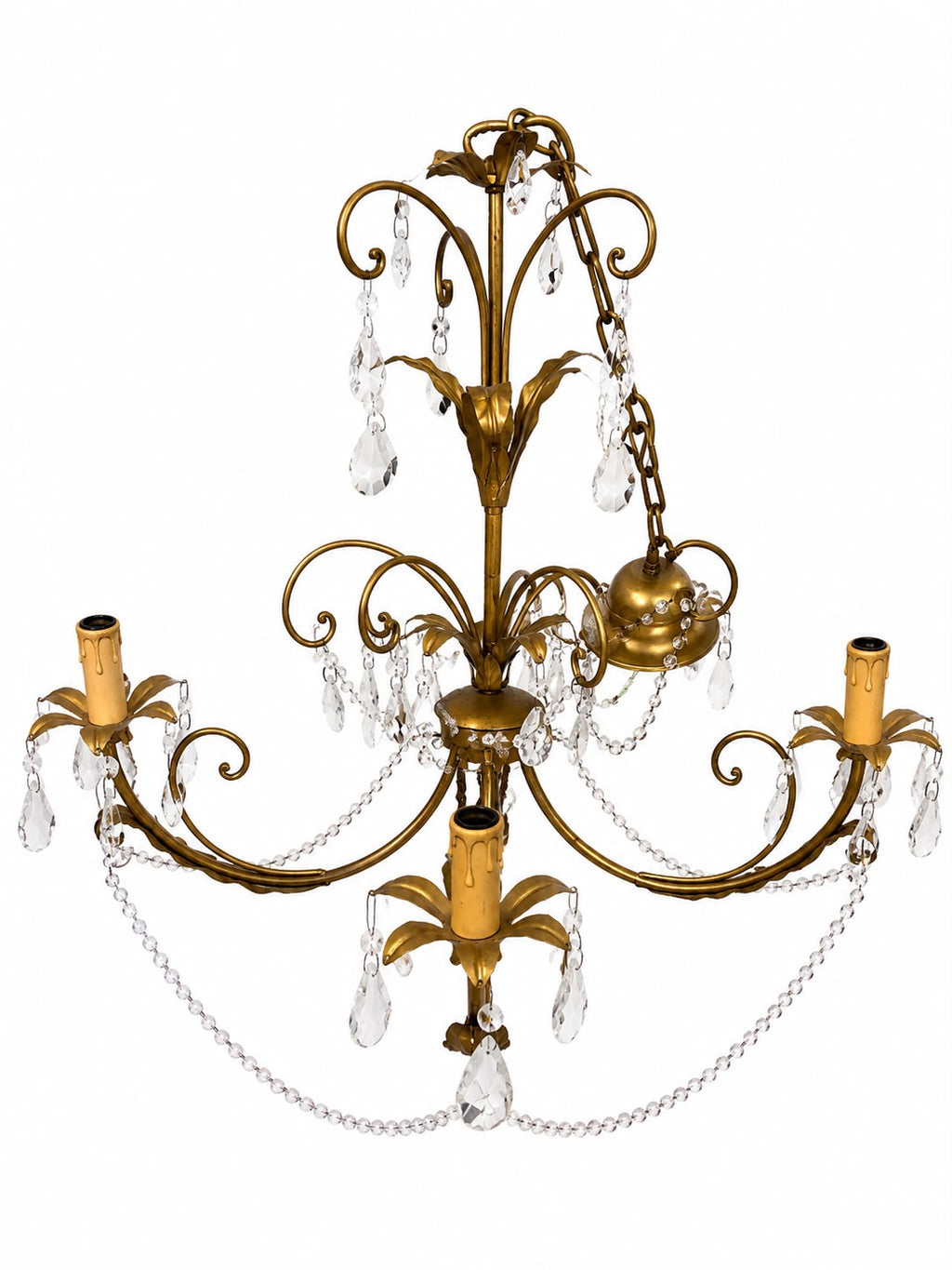 Lampadario in Ottone e Cristallo con Pendente 69 h cm - Longo