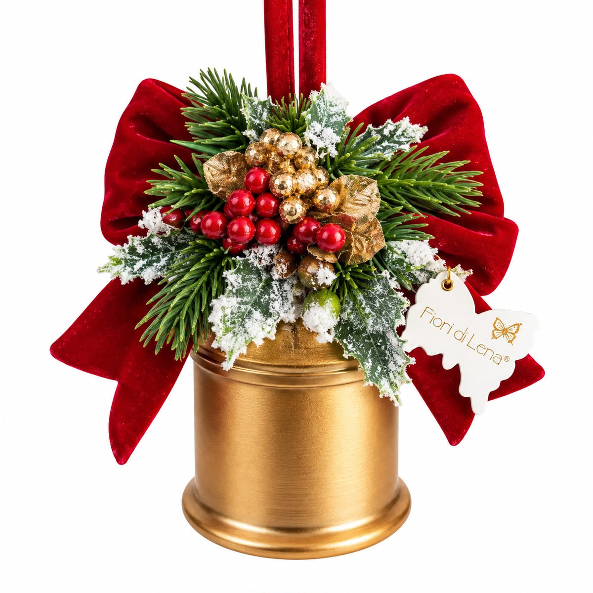 Decorazione Campanaccio Oro Anticato 20 cm - Fiori di Lena
