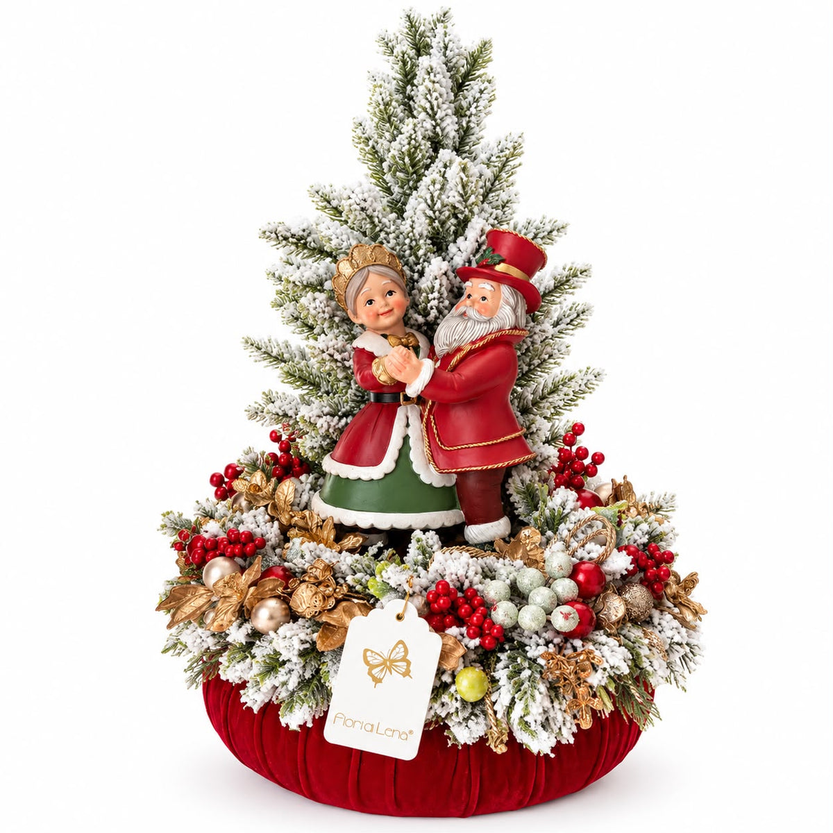Pouf Decorativo con Albero Babbo e Mamma Natale 55 h cm - Fiori di Lena