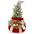 Pouf in Velluto Rosso con Alberello Natalizio 50 h cm - Fiori di Lena