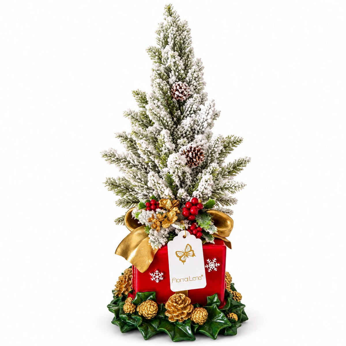 Pacco Regalo in Resina con Albero Realistico 47 h cm - Fiori di Lena