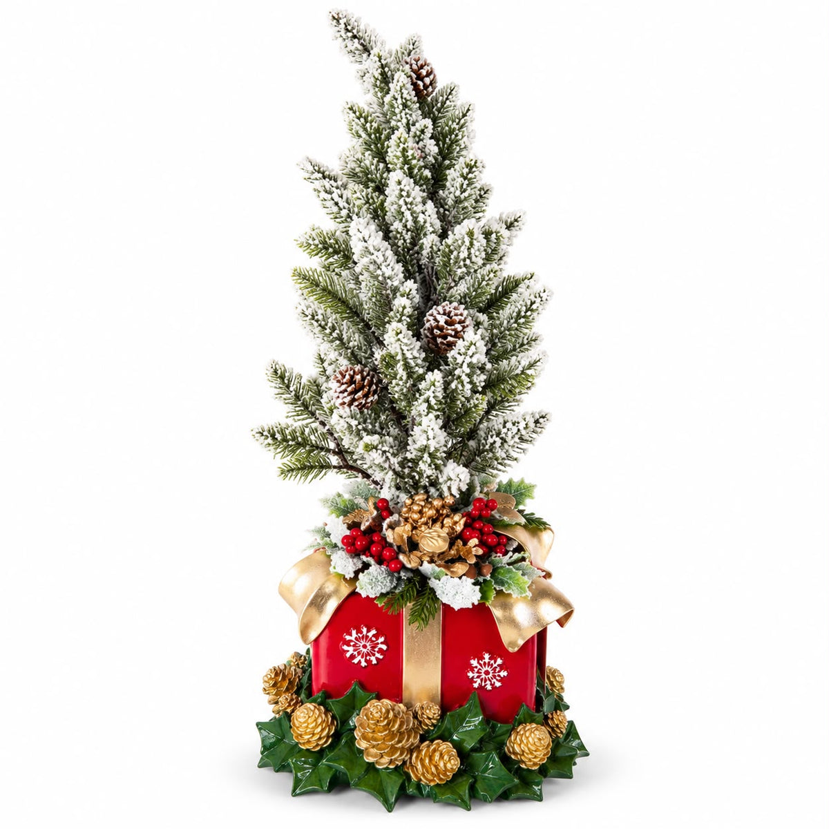 Pacco Regalo in Resina con Albero Natalizio 64 h cm - Fiori di Lena