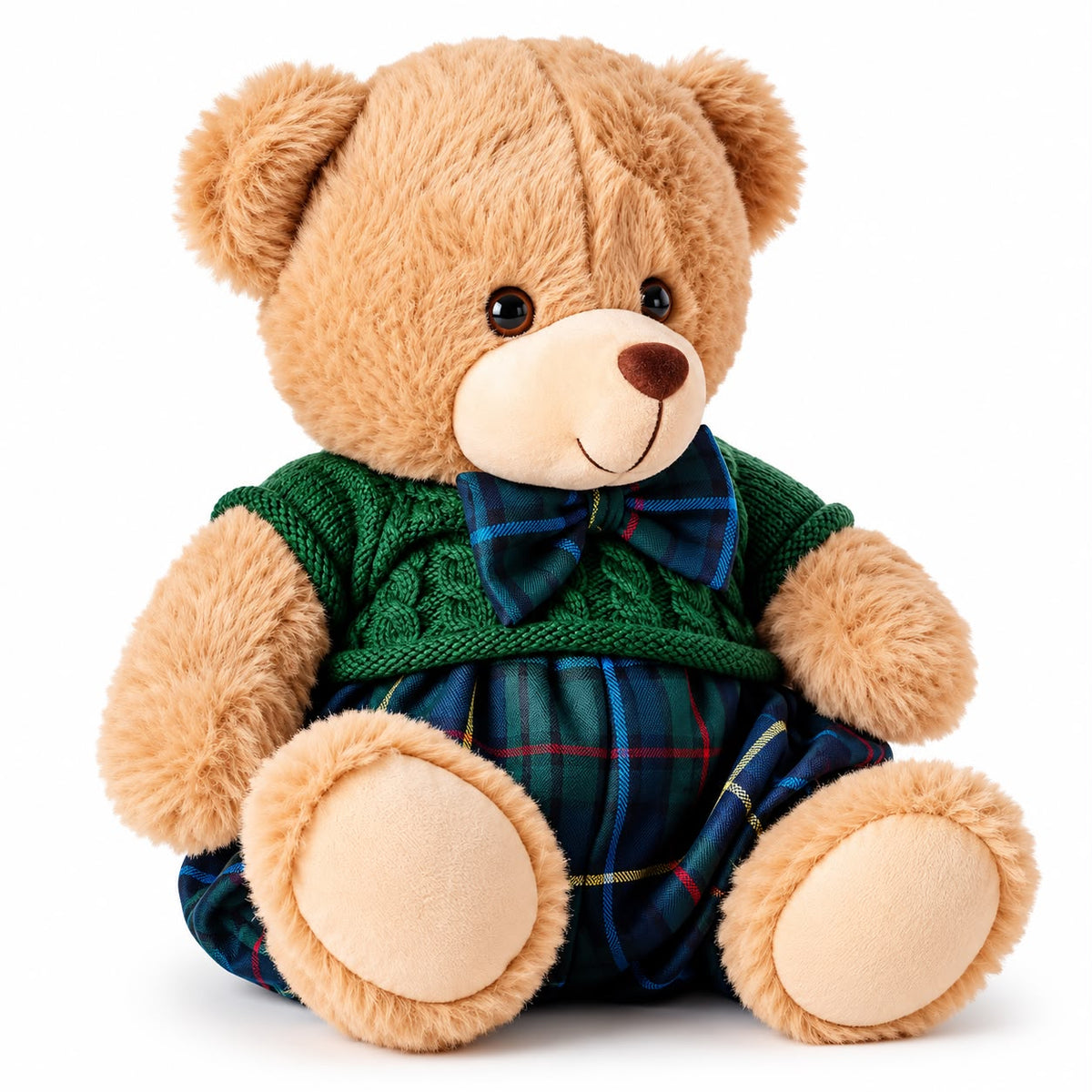 Orsetto di Peluche Beige con Abiti Blu 40 cm - Fiori di Lena