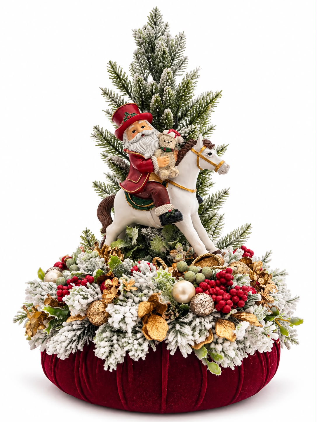 Alberello Decorativo in PE con Babbo Natale su Pouf 50 h cm - Fiori di Lena