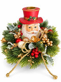 Porta Candela Ghirlanda con Babbo Natale 20 cm - Fiori di Lena