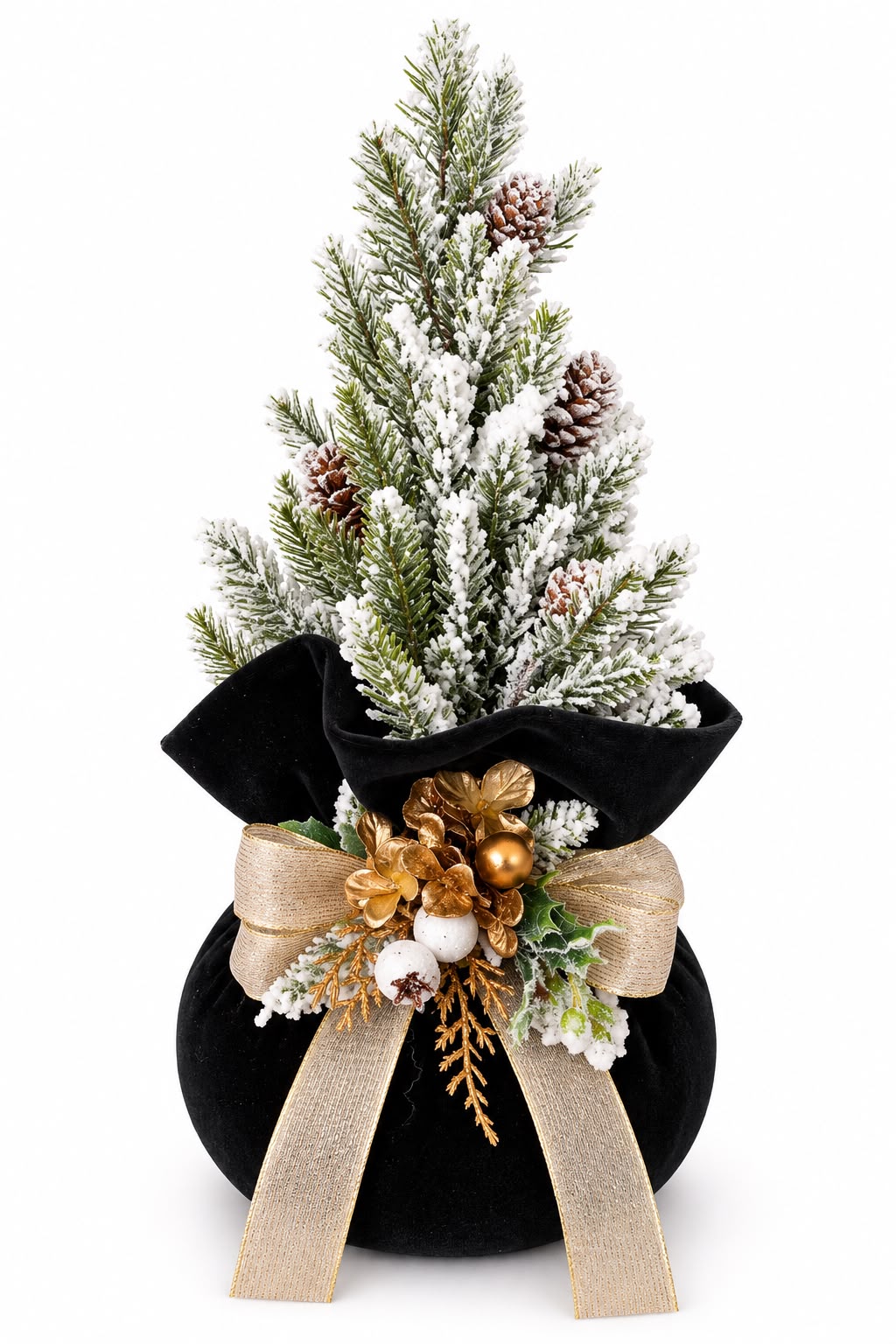Alberello Decorativo Innevato su Base Pouf Verde 40 h cm - Fiori di Lena