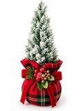 Alberello Innevato in PE con Base in Tartan 23 cm - Fiori di Lena