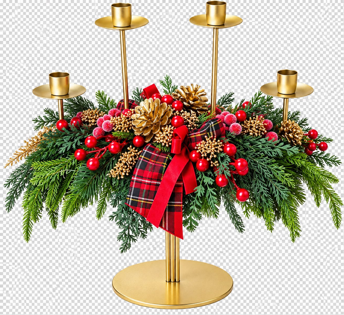 Candelabro in Metallo Oro a 4 Fiamme 50 h cm - Fiori di Lena