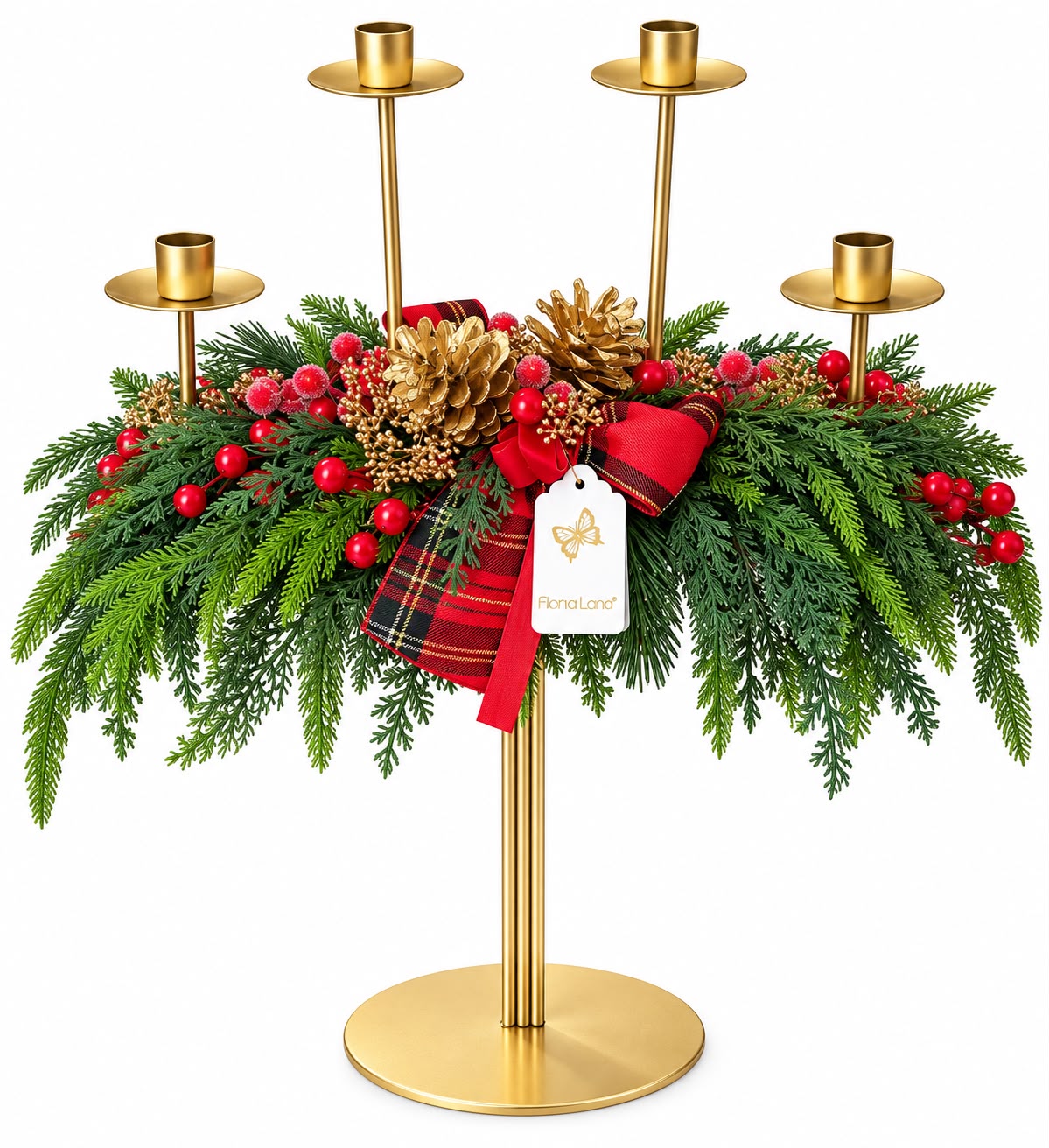 Candelabro in Metallo Oro a 4 Fiamme 65 CM - Fiori di Lena