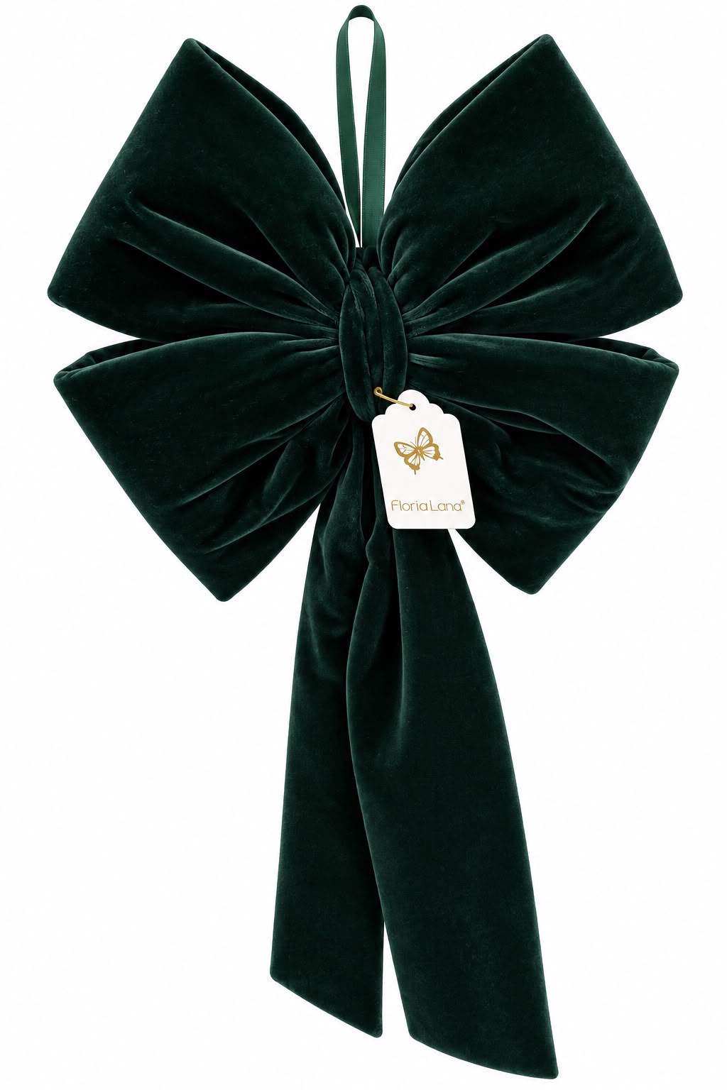 Fiocco Artigianale in Velluto Verde Inglese 70 cm - Fiori di Lena