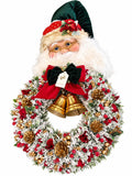 Ghirlanda Artigianale con Testa di Babbo Natale 85 cm - Fiori di Lena