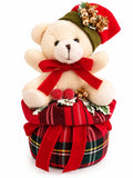 Pouf con Orsetto e Base Tartan 25 cm - Fiori di Lena