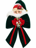 Fiocco Decorativo in Velluto Verde con Babbo Natale 115 cm - Fiori di Lena