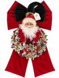 Fiocco in Velluto con Babbo Natale e Ghirlanda 68 cm - Fiori di Lena