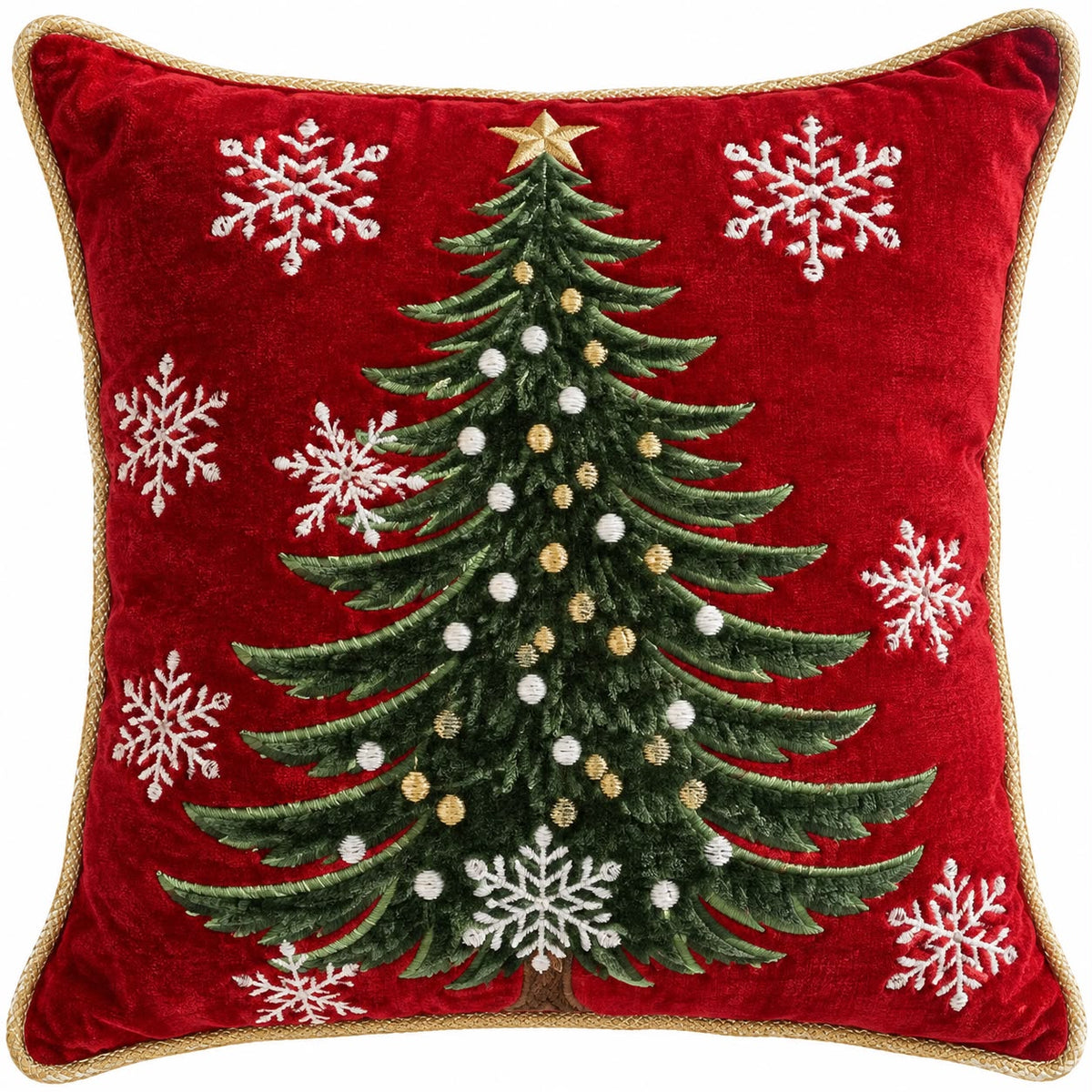 Cuscino in Velluto con Ricamo Albero 40x40 cm - Fiori di Lena