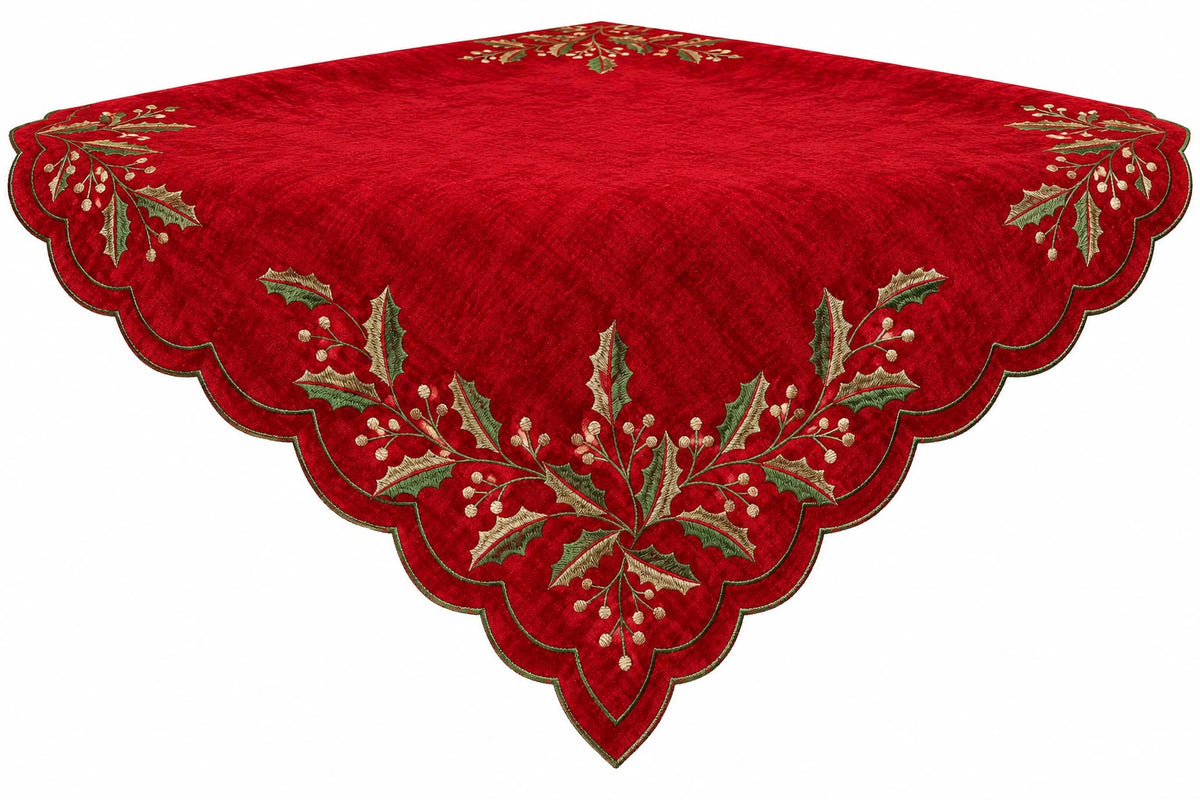 Centrotavola Quadrato in Velluto Agrifoglio 110x110 cm - Fiori di Lena
