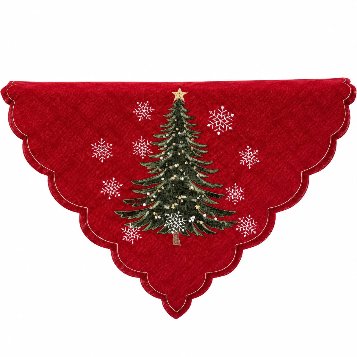 Centrotavola in Velluto Bordeaux con Ricamo Albero 110x110 cm - Fiori di Lena