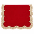 Runner in Velluto Rosso con Passamaneria Oro 38x140 cm - Fiori di Lena