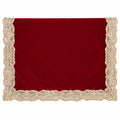 Runner in Velluto Bordeaux con Ricamo in Oro 40x140 cm - Fiori di Lena