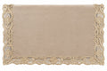 Runner in Velluto Nocciola con Ricamo in Pizzo Oro 40x140 cm - Fiori di Lena
