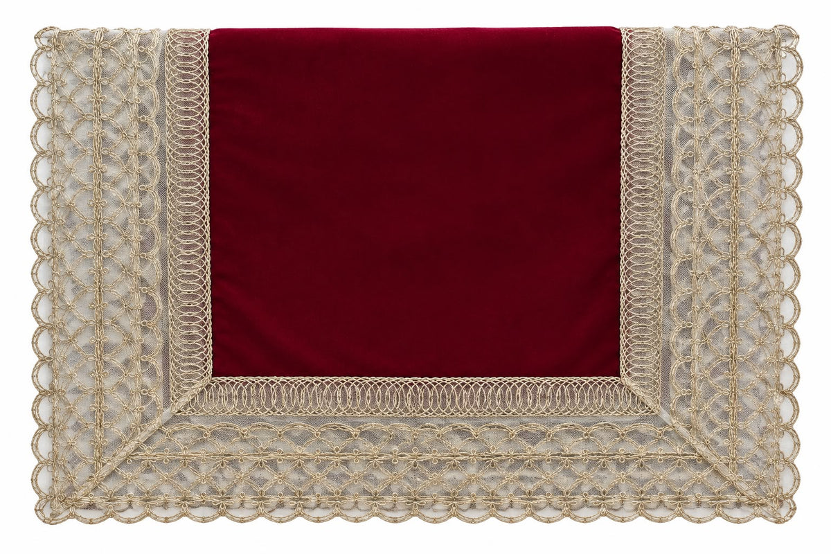 Runner in Velluto con Pizzo Oro 40x140 cm - Fiori di Lena
