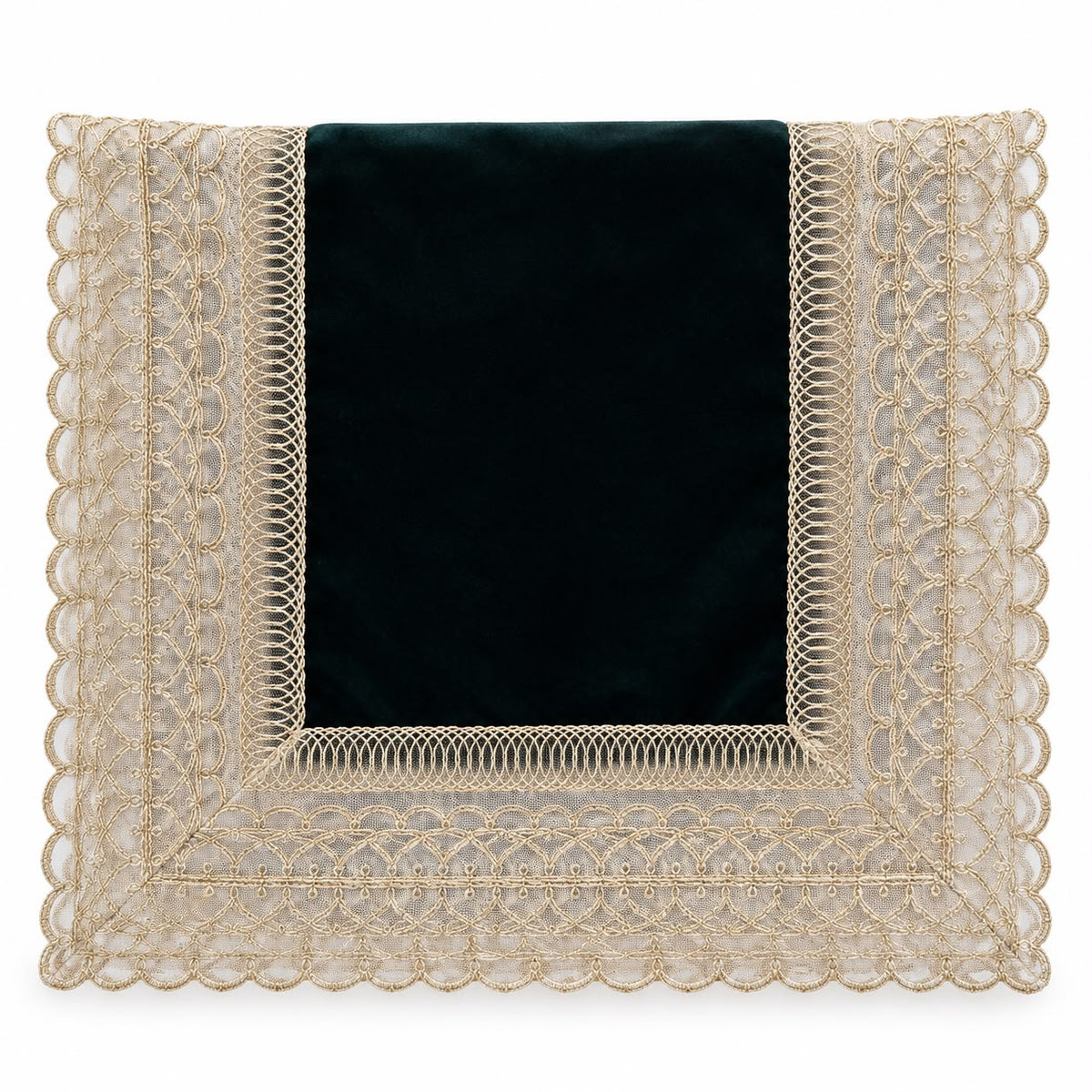 Runner in Velluto con Pizzo Oro 40x140 cm - Fiori di Lena