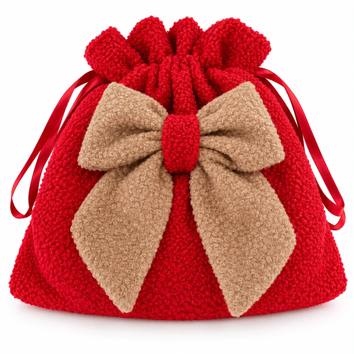 Sacco Porta Dolcezze in Tessuto Bouclé Rosso 40X43 cm - Sara's Idea