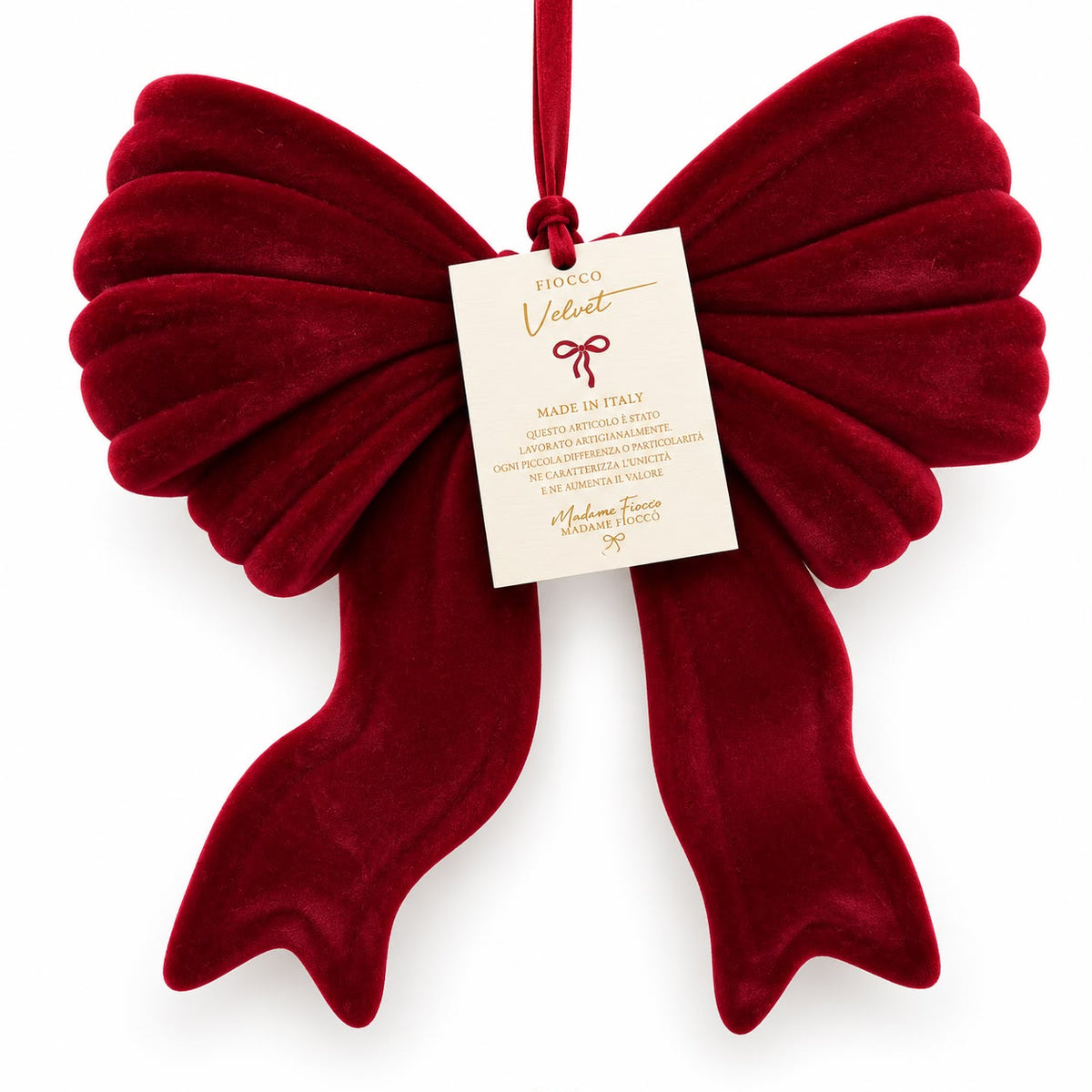 Fiocco Decorativo in Velluto Bordeaux 23 cm - Madame Fioccò