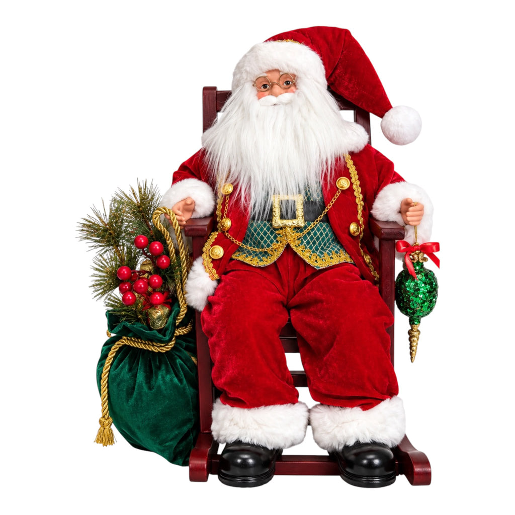 Babbo Natale su Sedia a Dondolo 43 h cm - Fiori di Lena
