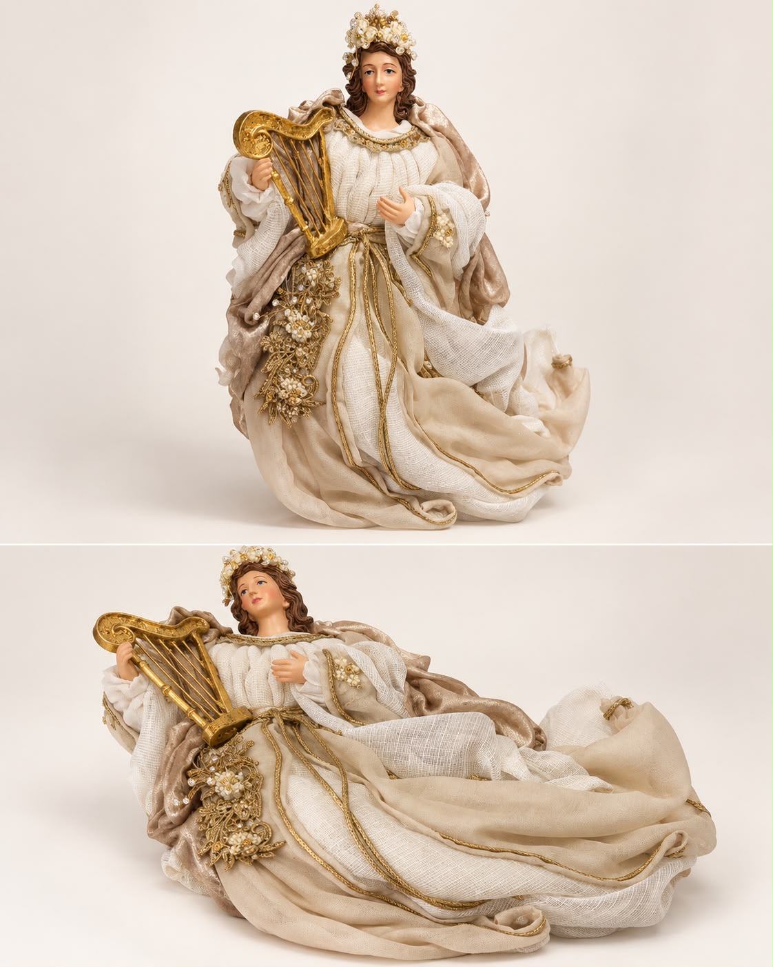 Angelo Decorativo in Resina con Abiti Raffinati 45 cm - Fiori di Lena
