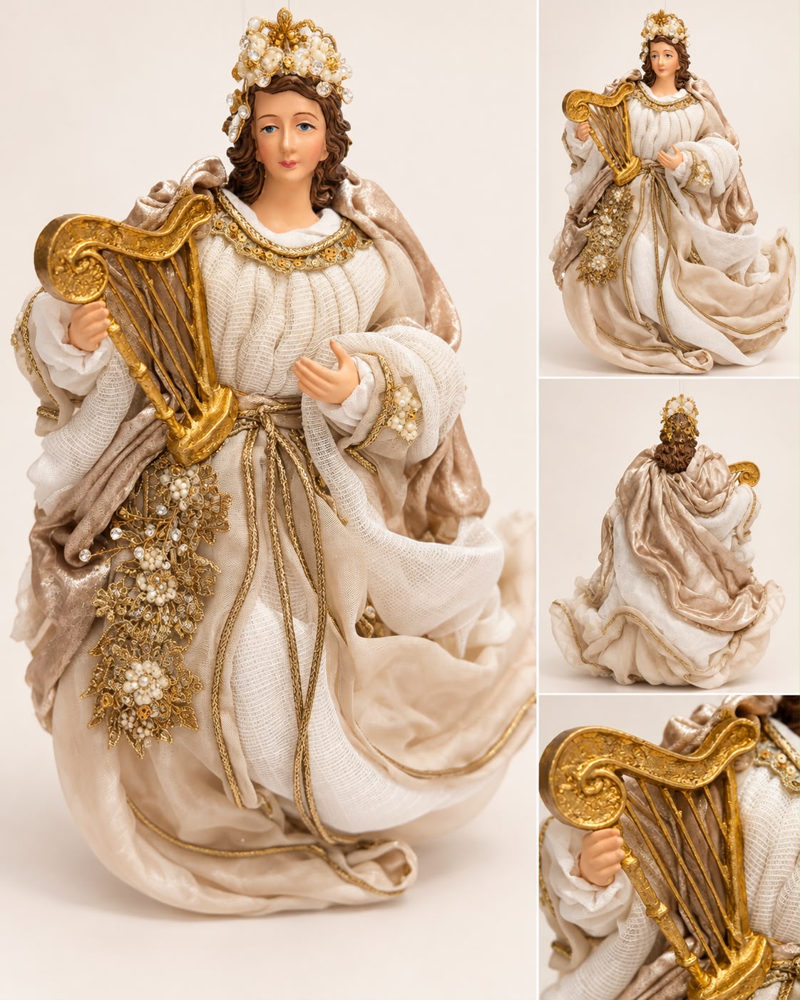 Angelo Decorativo in Resina con Abiti Raffinati 45 cm - Fiori di Lena