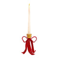 Porta Candela in Resina con Fiocco Rosso e Oro 16 cm - Goodwill