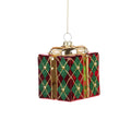 Pacco Regalo in Vetro Rosso e Oro 11 cm - Goodwill