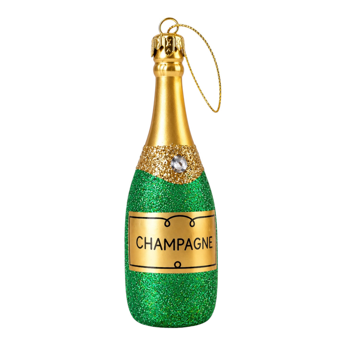 Bottiglina Champagne Verde e Oro 7 cm - M Home