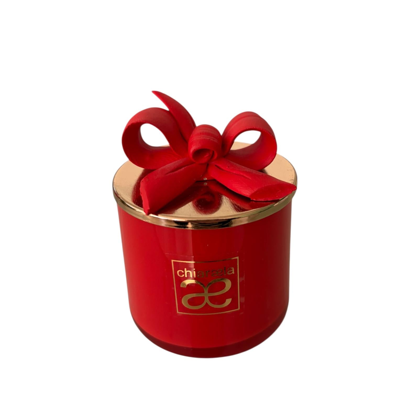 Candela Profumata in Barattolo di Vetro Colorato con Fiocco 7 cm - Chiaraela