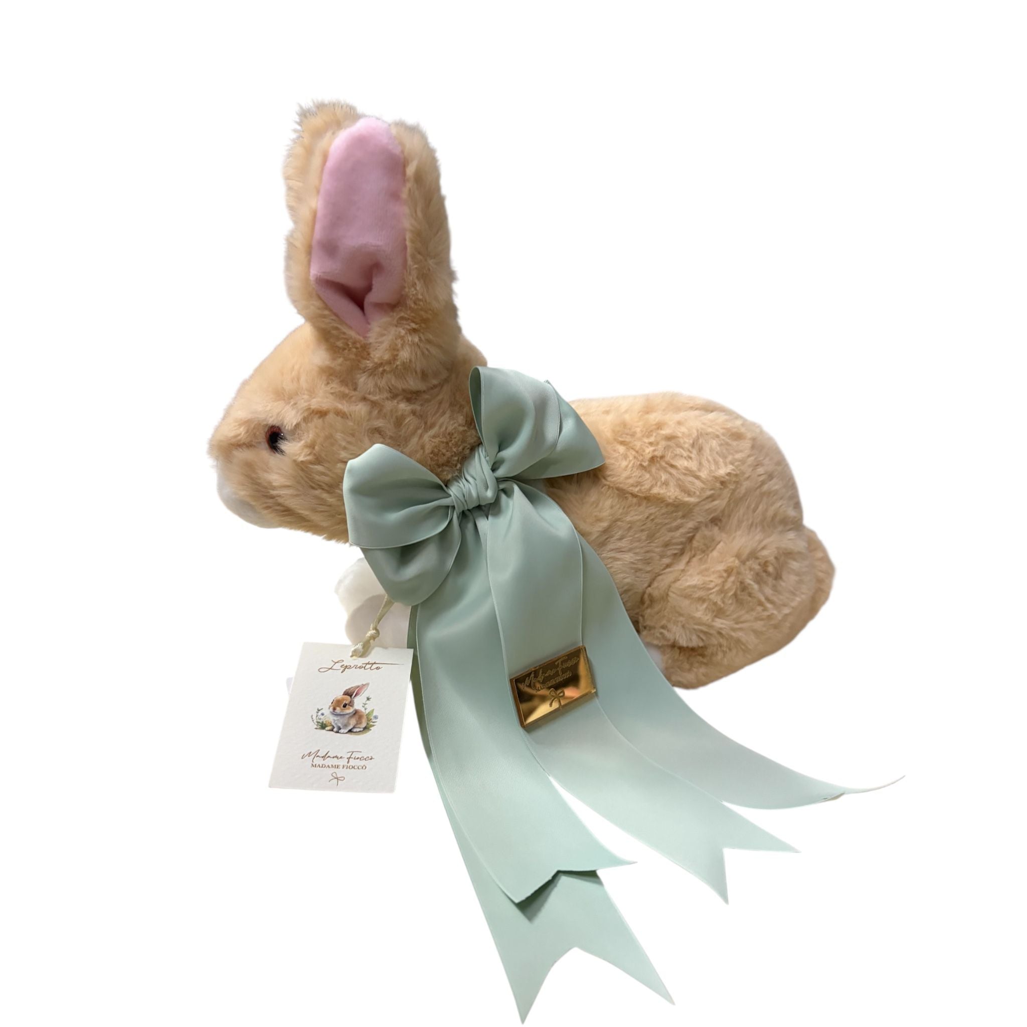 Coniglietto di Peluche con Fiocco Verde - Madame Fioccò