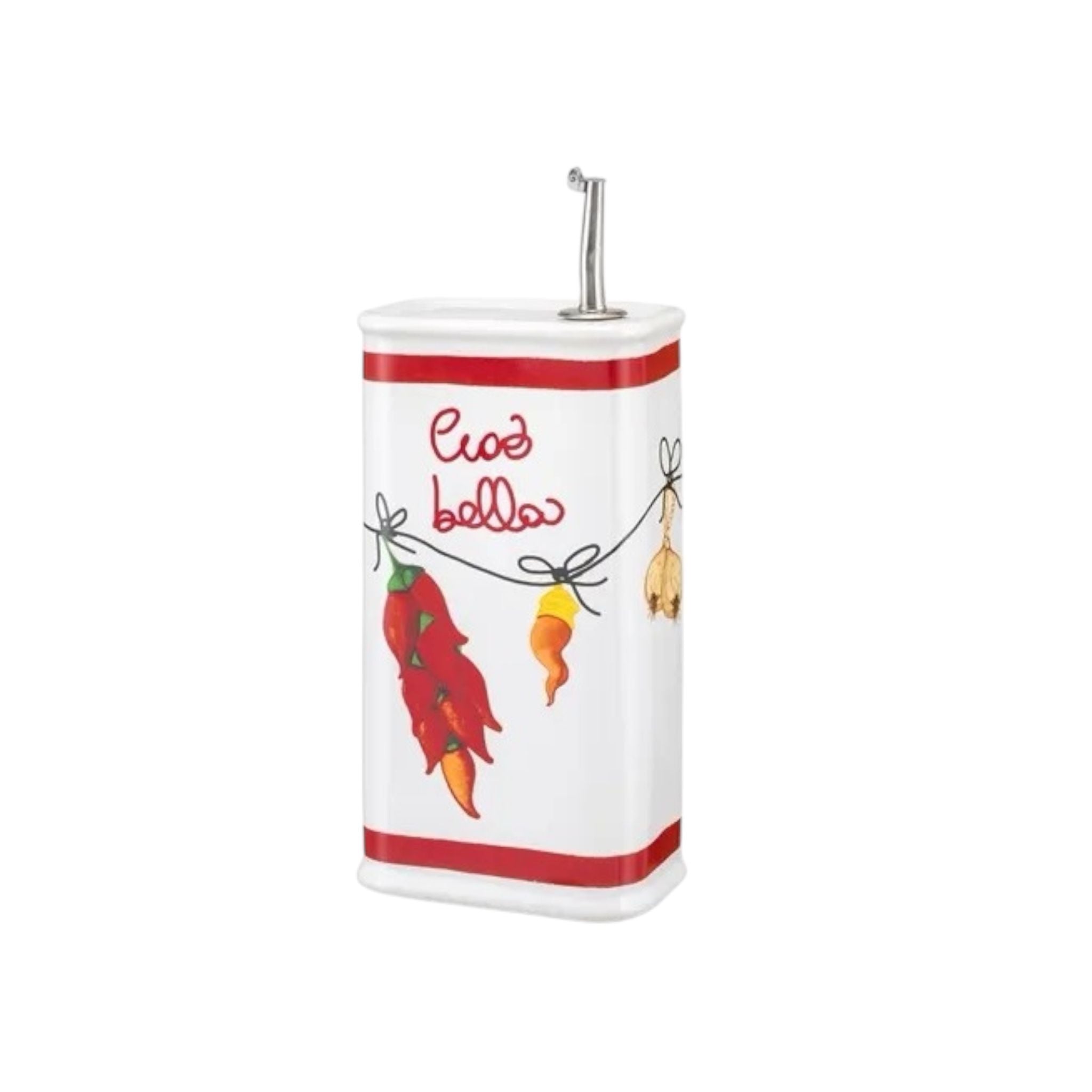 Aumm Oliera in Porcellana con Decoro "Ciao Bella" 1000 ml - Rose e Tulipani