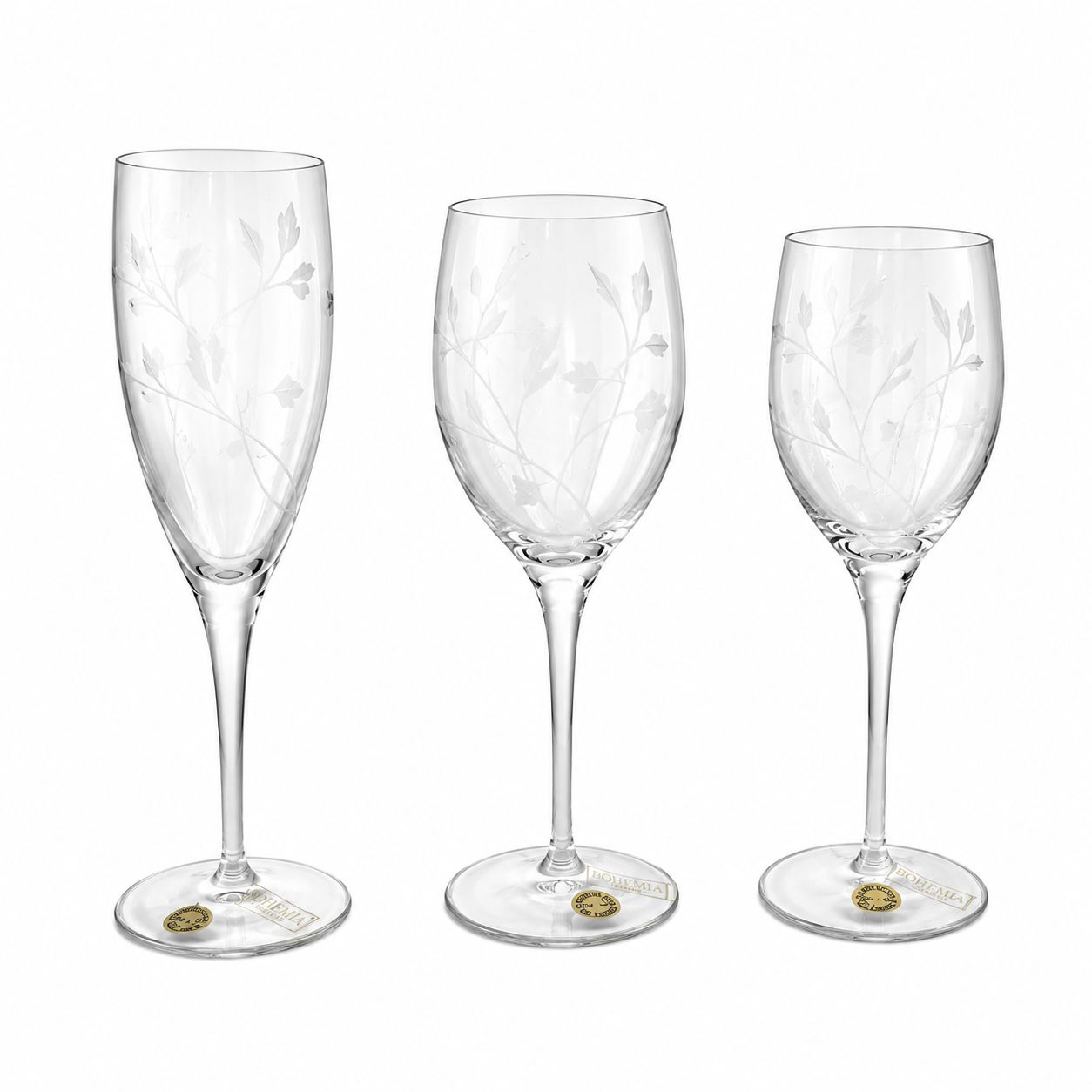 Set 18 Bicchieri in Cristallo con Fiori Dipinti a Mano