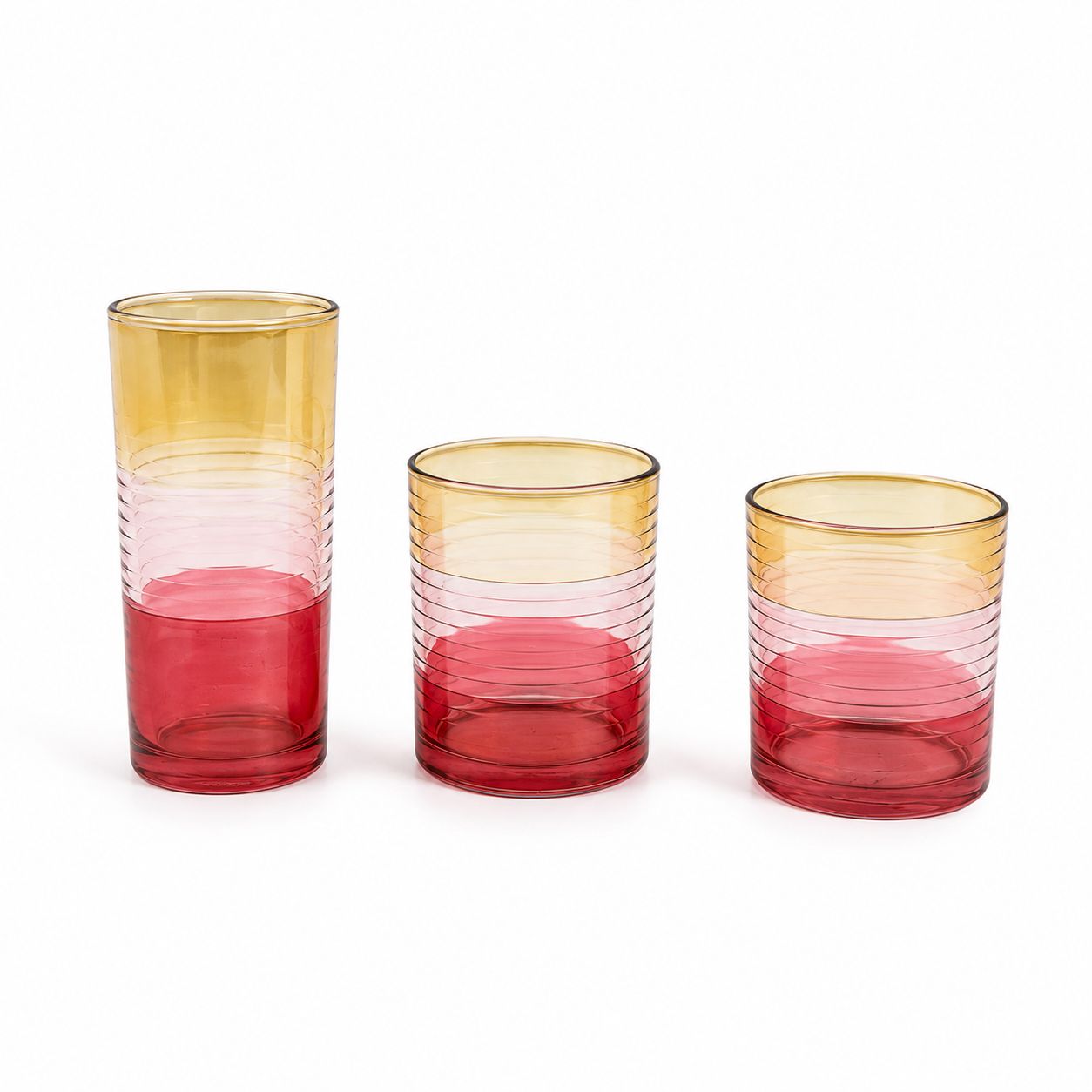 Set di 18 Bicchieri in Vetro Arancio e Rosso – Le Perle