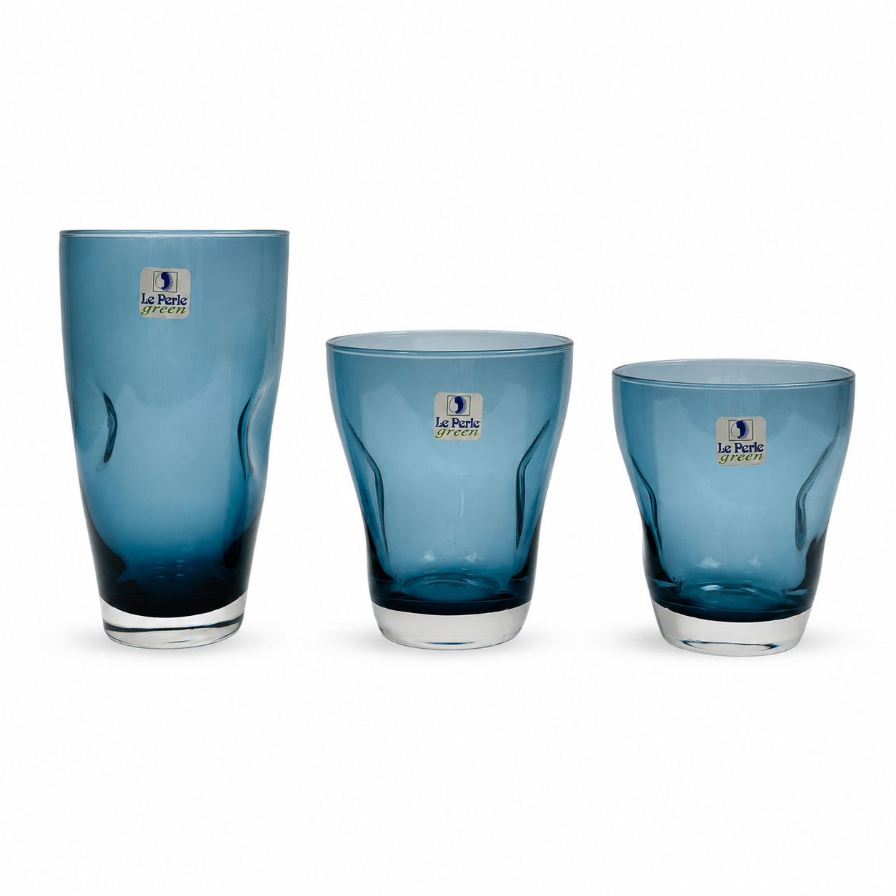 Set di 18 Bicchieri in Vetro Fumé Blu – Le Perle
