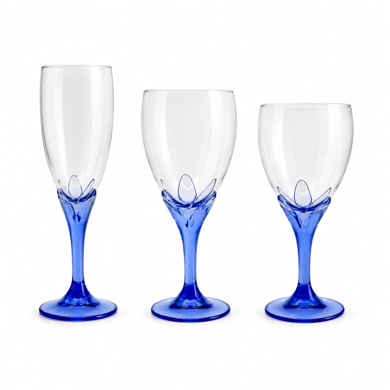 Set di 18 Bicchieri con Gambo Blu – Eleganza e Stile