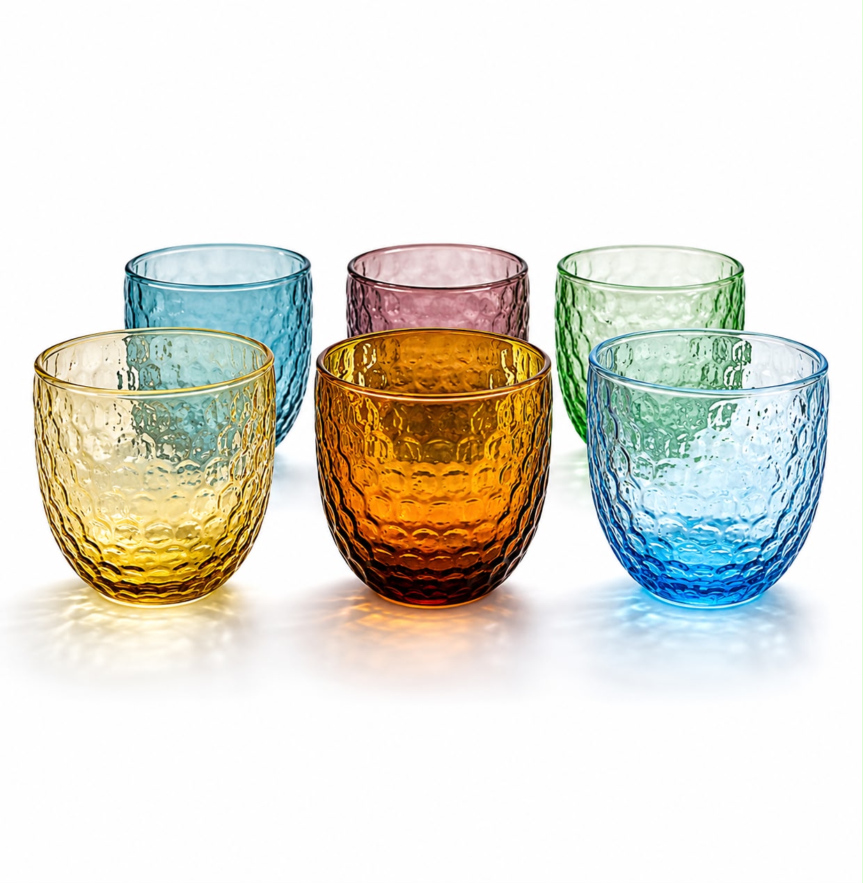 Set 6 Bicchieri Multicolore in Vetro - Rose e Tulipani