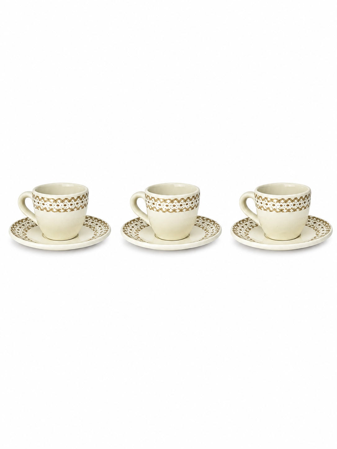 Set di 6 Tazzine da Caffè con Piattini in Porcellana Avorio con Cuoricini - Coccole di Casa