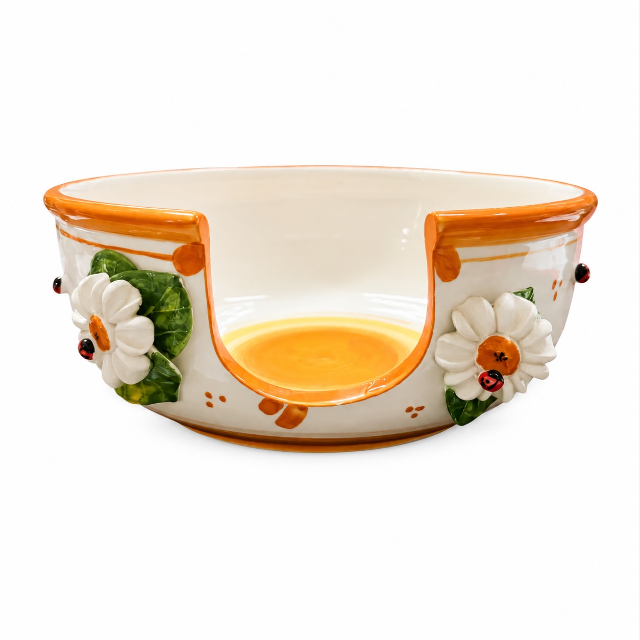 Porta Piatti in Ceramica con Margherite 3D - Vitullo
