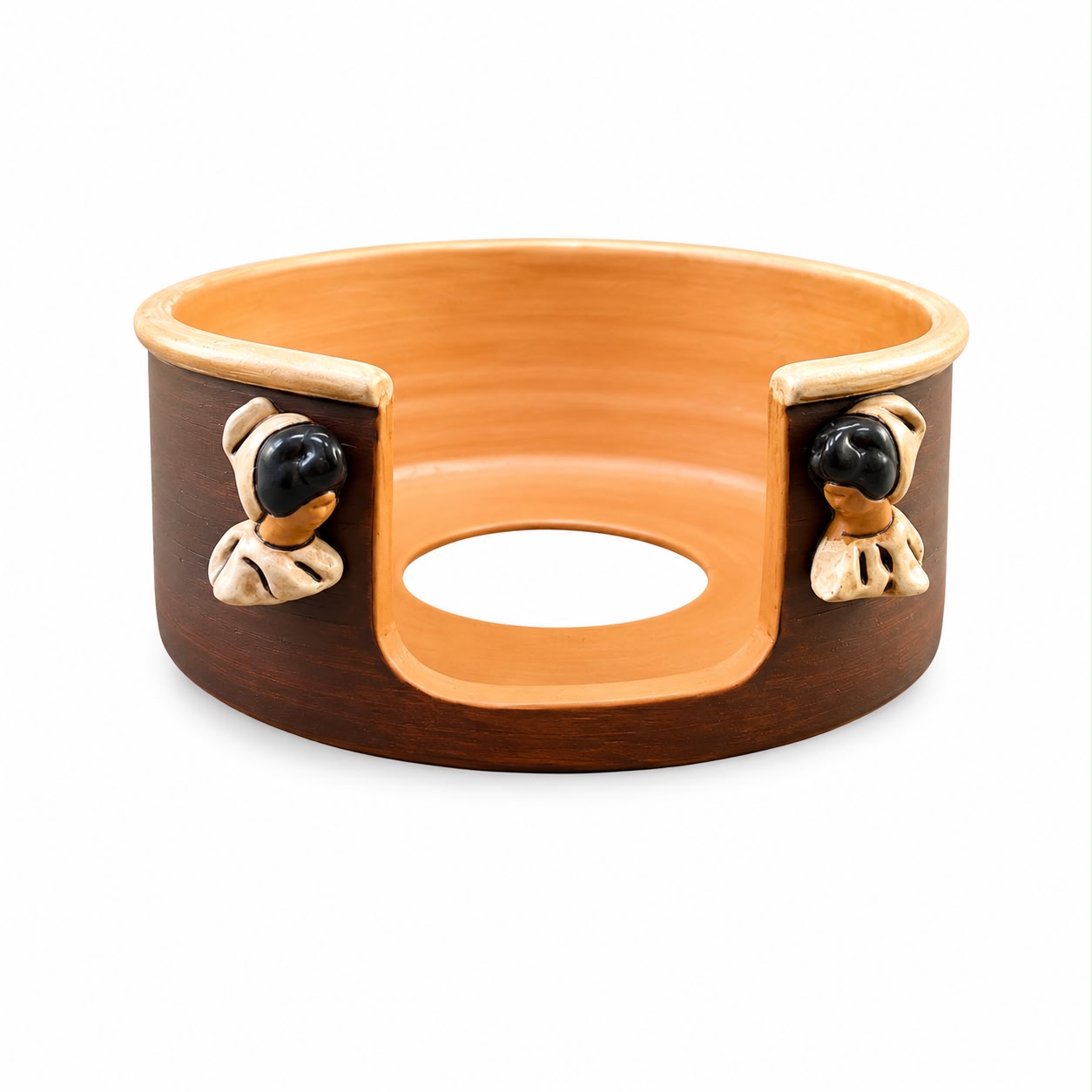 Porta Piatti in Terracotta con Teste di Pulcinella - Linea Coordinata Vitullo