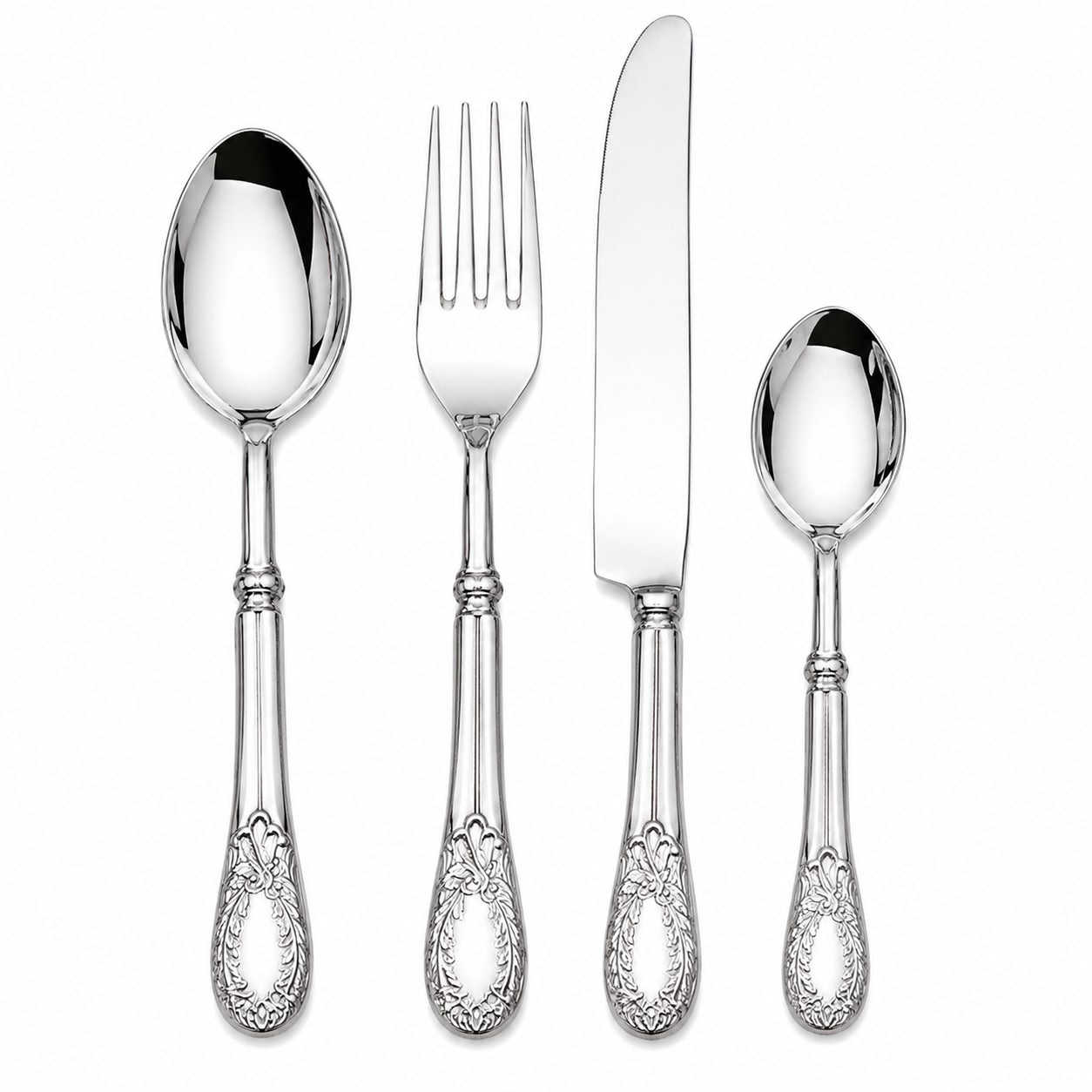 Servizio di Posate in Acciaio Inox Color Oro con Manico Decorato - 48 Pezzi