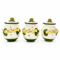 Set Barattoli in Ceramica con Decorazioni Fruttate in Verde - Fatto a Mano