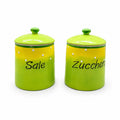 Set Barattoli in Ceramica Verde per Sale e Zucchero - Artigianato di Qualità