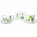 Set Colazione in Porcellana Finissima con Decori Verde e Lilla – d'Ancap