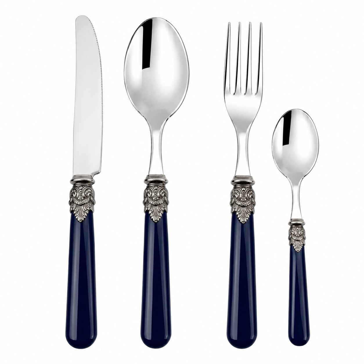 Set di 48 Posate in Acciaio Inox e Manico Blu Notte – EME